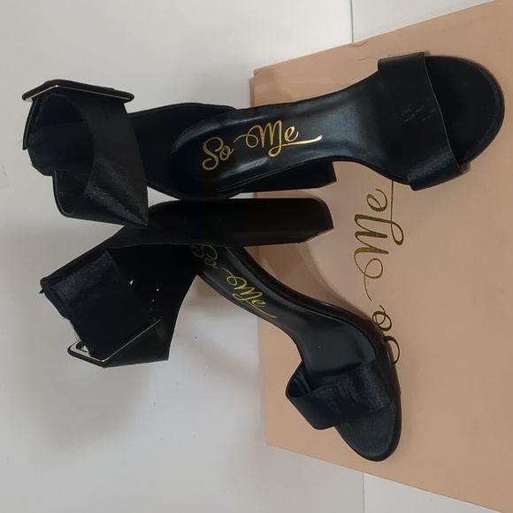 Fashion Nova So Me Heels Black StellaSatin size 5.5 - Picture 3 of 11